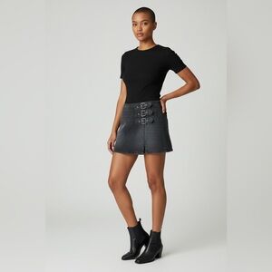 Vintage Express Charcoal Buckled Denim Mini Skirt